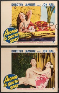 4r0027 ALOMA OF THE SOUTH SEAS 8 LCs 1941 wonderful images of Dorothy Lamour in sarong, Jon Hall