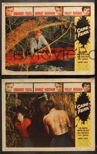 4r0373 CAPE FEAR 7 LCs 1962 Gregory Peck, Robert Mitchum, Polly Bergen, classic film noir!