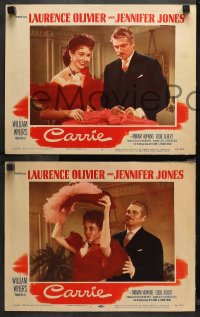 4r0573 CARRIE 3 LCs 1952 romantic Laurence Olivier & Jennifer Jones, William Wyler directed!