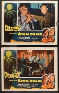 4r0417 CREATURE WITH THE ATOM BRAIN 6 LCs 1955 Richard Denning, Launer is a dead man stalking prey!