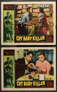 4r0079 CRY BABY KILLER 8 LCs 1958 cool border art of Jack Nicholson in his 1st, Roger Corman!
