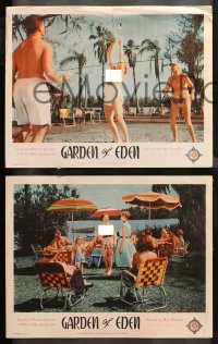 4r0135 GARDEN OF EDEN 8 LCs 1954 Florida nudist camp on the beach + topless female volleyball!