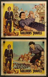 4r0525 GULLIVER'S TRAVELS 4 LCs R1957 classic cartoon by Dave Fleischer, great animation images!