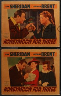 4r0590 HONEYMOON FOR THREE 3 LCs 1941 great images of pretty Ann Sheridan & George Brent + Massen!