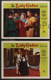 4r0596 LADY GODIVA 3 LCs 1955 great images of Maureen O'Hara, George Nader, Victor McLaglen