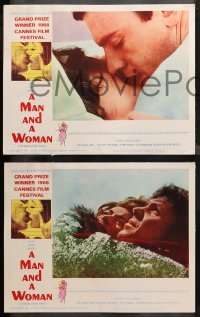 4r0197 MAN & A WOMAN 8 LCs 1968 Claude Lelouch's Un homme et une femme, Anouk Aimee, Trintignant