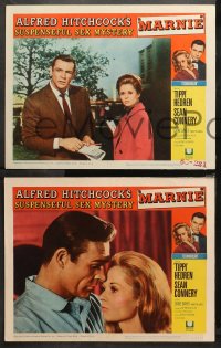 4r0387 MARNIE 7 LCs 1964 Alfred Hitchcock, cool images of Sean Connery and Tippi Hedren!