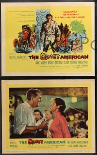 4r0252 QUIET AMERICAN 8 LCs 1958 Audie Murphy & Michael Redgrave in Vietnam, Graham Greene novel!