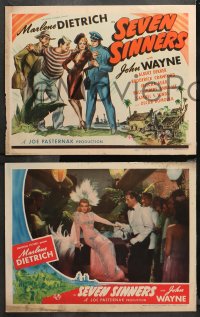 4r0281 SEVEN SINNERS 8 LCs 1940 Marlene Dietrich, John Wayne, Mischa Auer, Broderick Crawford!