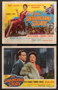 4r0287 SHANGHAI STORY 8 LCs 1954 sexy Ruth Roman's arms invite Edmond O'Brien to murder!