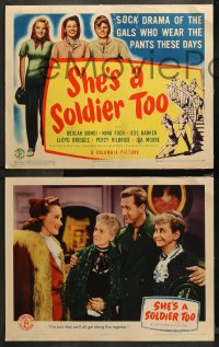 4r0288 SHE'S A SOLDIER TOO 8 LCs 1944 Beulah Bondi, Nina Foch, Kilbride, Bridges, rare complete set!