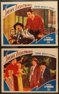 4r0620 SMOKE LIGHTNING 3 LCs 1933 George O'Brien & pretty Nell O'Day, from Zane Grey's Canyon Walls!