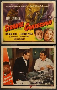 4r0304 STRANGE CONFESSION 8 LCs 1945 Lon Chaney Jr., Inner Sanctum Mystery, ultra rare complete set!