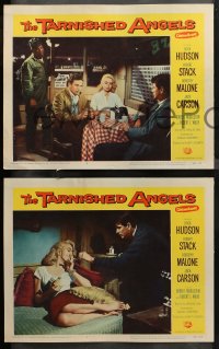 4r0400 TARNISHED ANGELS 7 LCs 1958 close portraits of Rock Hudson, Robert Stack, & Dorothy Malone!