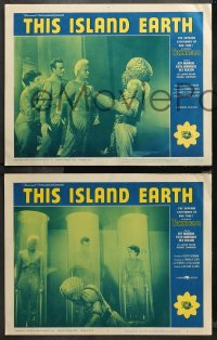4r0322 THIS ISLAND EARTH 8 LCs R1964 close up of Jeff Morrow, Faith Domergue & Rex Reason!