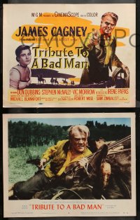 4r0337 TRIBUTE TO A BAD MAN 8 LCs 1956 cowboy James Cagney, pretty Irene Papas, Vic Morrow!