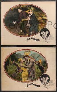 4r0636 WILD BULL'S LAIR 3 LCs 1925 Fred Thomson & Catherine Bennett in silent cowboy western action!