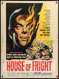 4s0073 TWO FACES OF DR. JEKYLL 30x40 1961 House of Fright, cool burning face art by Reynold Brown!