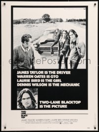 4s0074 TWO-LANE BLACKTOP 30x40 1971 James Taylor is the driver, Warren Oates is GTO, Laurie Bird
