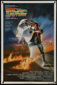 4s0835 BACK TO THE FUTURE NSS style 1sh 1985 art of Michael J. Fox & Delorean by Drew Struzan!
