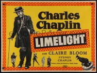 4s0453 LIMELIGHT British quad R1950s different full-length art of aging Charlie Chaplin, ultra rare!