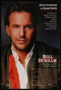 4s0865 BULL DURHAM style B 1sh 1988 great close-up image of baseball player Kevin Costner!