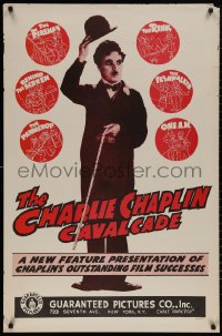 4s0876 CHARLIE CHAPLIN CAVALCADE 1sh R1940s The Fireman, Behind the Screen, cool art of Chaplin!