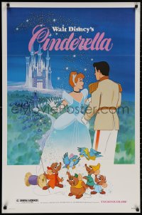 4s0879 CINDERELLA 1sh R1981 Walt Disney classic romantic cartoon, image of prince & mice!
