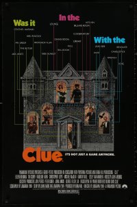 4s0881 CLUE 1sh 1985 Madeline Kahn, Tim Curry, Christopher Lloyd, cool board game poster design!