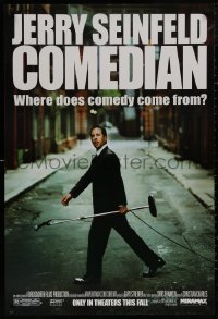 4s0882 COMEDIAN advance 1sh 2002 great image of Jerry Seinfeld walking across street with microphone!