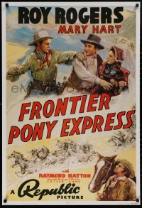 4s0254 FRONTIER PONY EXPRESS 27x40 commercial poster 1990s Roy Rogers saving Mary Hart from bad guy!