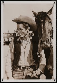 4s0256 JAMES DEAN 26x38 commercial poster 1980 smoking image in cowboy hat with horse from Giant!