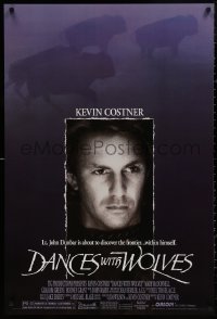 4s0890 DANCES WITH WOLVES DS 1sh 1990 Kevin Costner directs & stars, image of buffalo!
