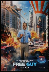 4s0927 FREE GUY style B teaser DS 1sh 2020 the world needed a hero, but they got Ryan Reynolds!