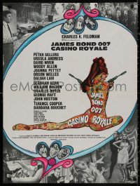 4s0579 CASINO ROYALE French 23x31 1967 all-star Bond spy spoof, psychedelic art + photo montage!