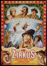 4s0436 AT THE CIRCUS German R1970s wacky different art of Groucho, Chico, & Harpo Marx!