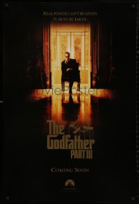 4s0942 GODFATHER PART III teaser 1sh 1990 best image of Al Pacino, directed by Francis Ford Coppola!
