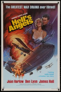 4s0958 HELL'S ANGELS 1sh R1979 Howard Hughes World War I classic, different art of sexy Jean Harlow!