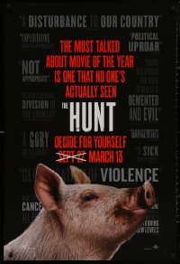 4s0966 HUNT teaser DS 1sh 2019 Craig Zobel, cool image of pig, Decide for Yourself on March 13!