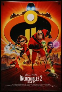 4s0972 INCREDIBLES 2 advance DS 1sh 2018 Disney/Pixar, Nelson, Hunter, wacky, montage of cast!