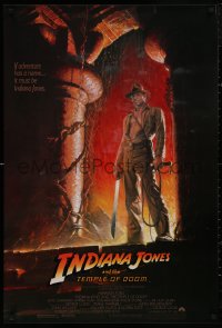 4s0975 INDIANA JONES & THE TEMPLE OF DOOM 1sh 1984 adventure is Harrison Ford's name, Wolfe art!