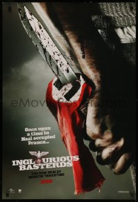 4s0976 INGLOURIOUS BASTERDS teaser DS 1sh 2009 Quentin Tarantino, bloody knife through Nazi flag!