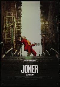 4s0991 JOKER teaser DS 1sh 2019 Joaquin Phoenix as the DC Comics villain at the top of the stairs!