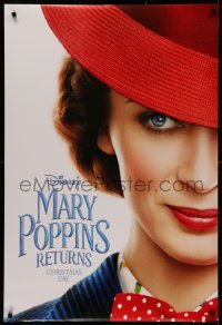 4s1026 MARY POPPINS RETURNS teaser DS 1sh 2018 Disney sequel, close-up of Emily Blunt in title role!
