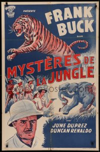 4s0358 TIGER FANGS Moroccan 1943 Frank Buck, great art of big cat & elephants!