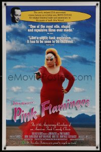 4s1062 PINK FLAMINGOS 1sh R1997 Divine, Mink Stole, John Waters, proud to recycle their trash!