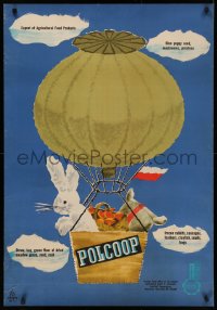 4s0058 POLCOOP Polish 27x38 1960s completely different art of export products in a balloon!