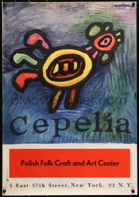4s0062 CEPELIA Polish 19x26 1980 different colorful art of rooster by Jan Mlodozeniec!