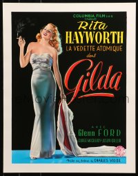 4s0040 GILDA 15x20 REPRO poster 1990s sexy smoking Rita Hayworth full-length in sheath dress