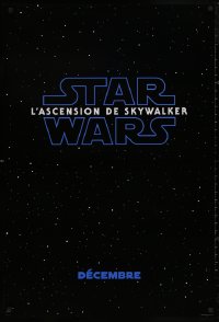 4s1092 RISE OF SKYWALKER int'l French language teaser DS 1sh 2019 Star Wars, black style!